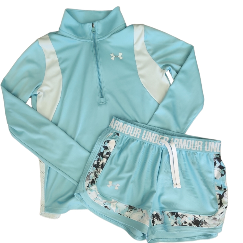 UNDER ARMOUR Play it Up Girls Athletic Shorts and Top Set